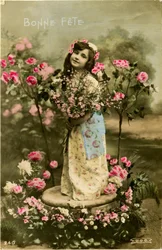お誕生日おめでとうカード、1907年（色付き写真）